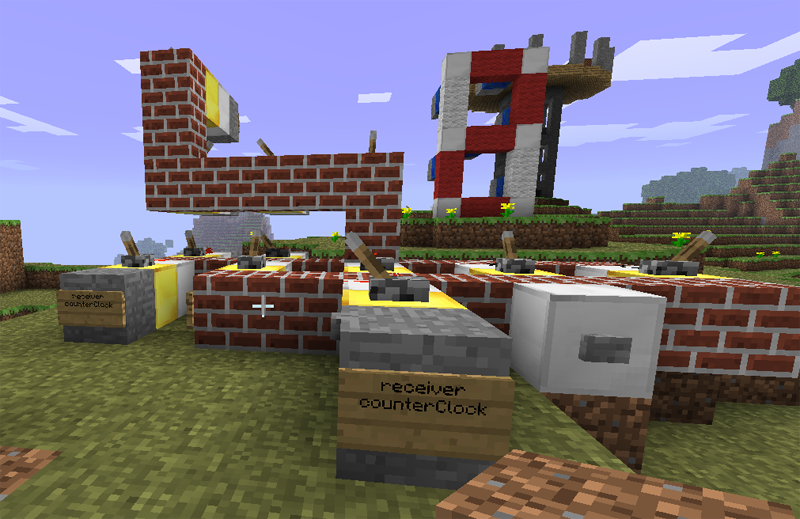 Clock, counter, segdriver connected to 7 transmitters controlling the display digit in the back.
